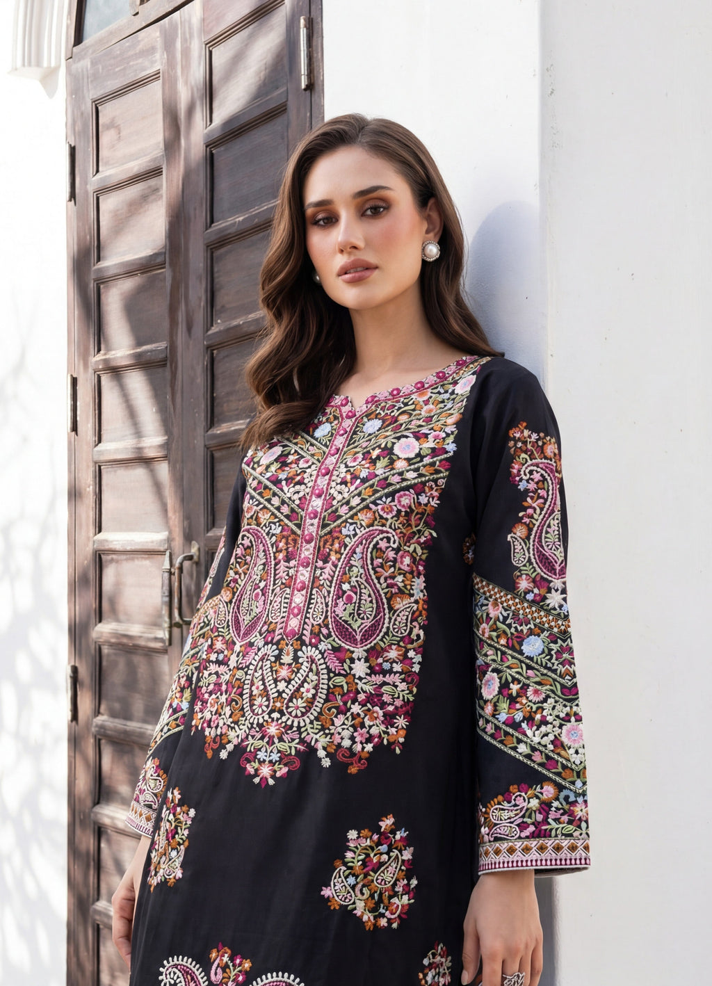 Nureh Black Premium Fabric Pakistani Summer Dresses - Sahiba-clothing - 2