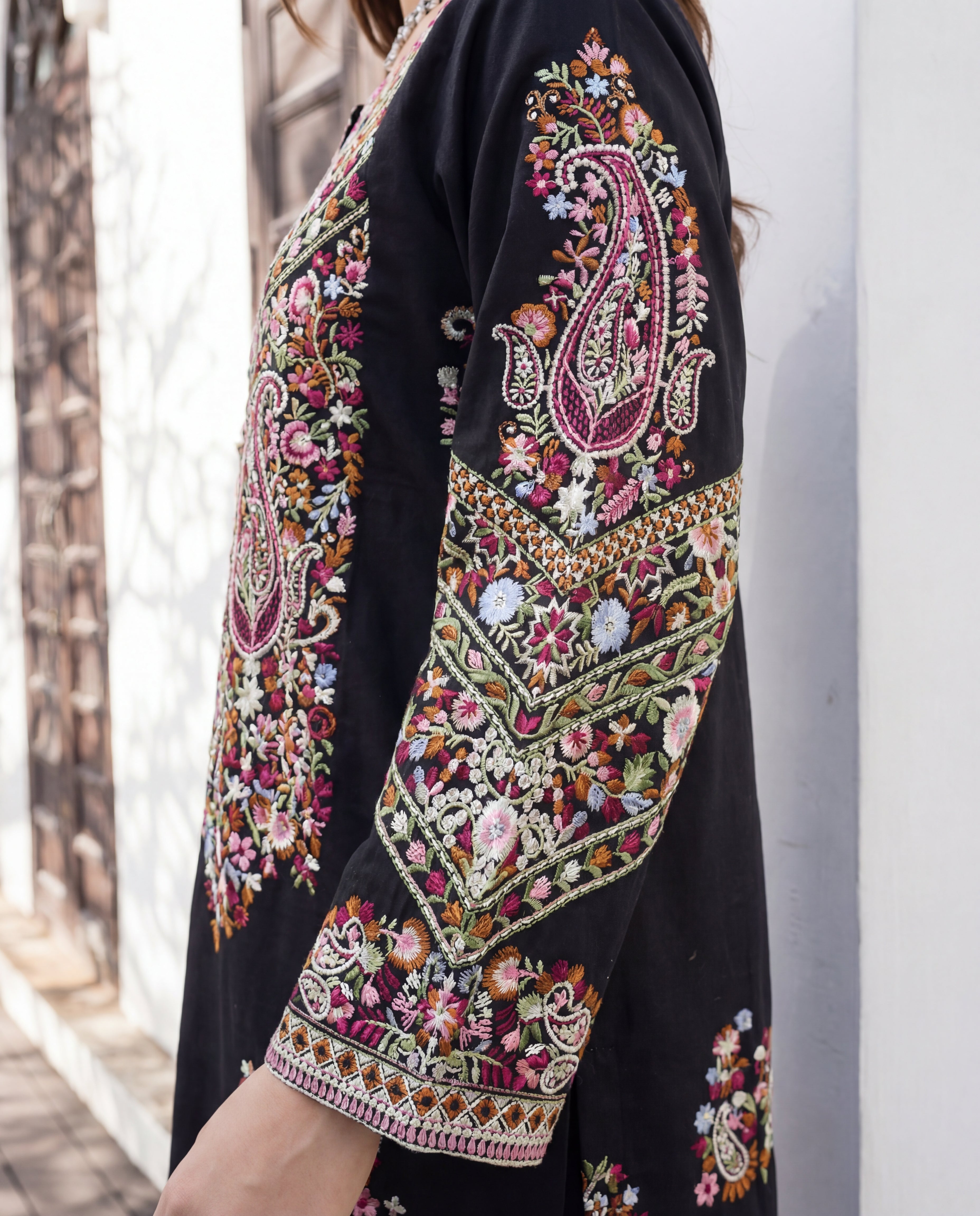Nureh Black Premium Fabric Pakistani Summer Dresses - Sahiba-clothing - 4