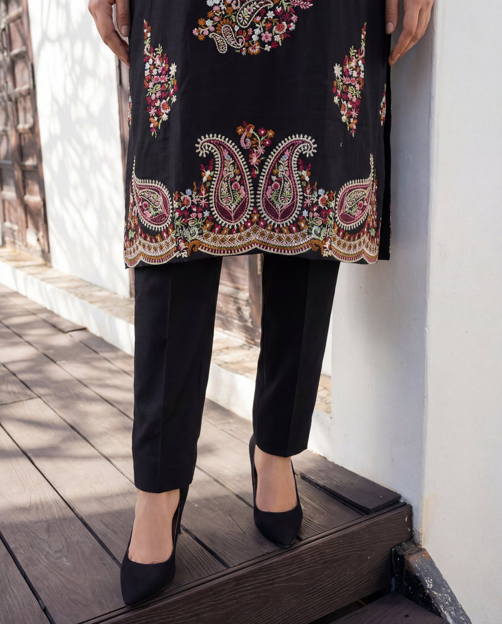 Nureh Black Premium Fabric Pakistani Summer Dresses - Sahiba-clothing - 3