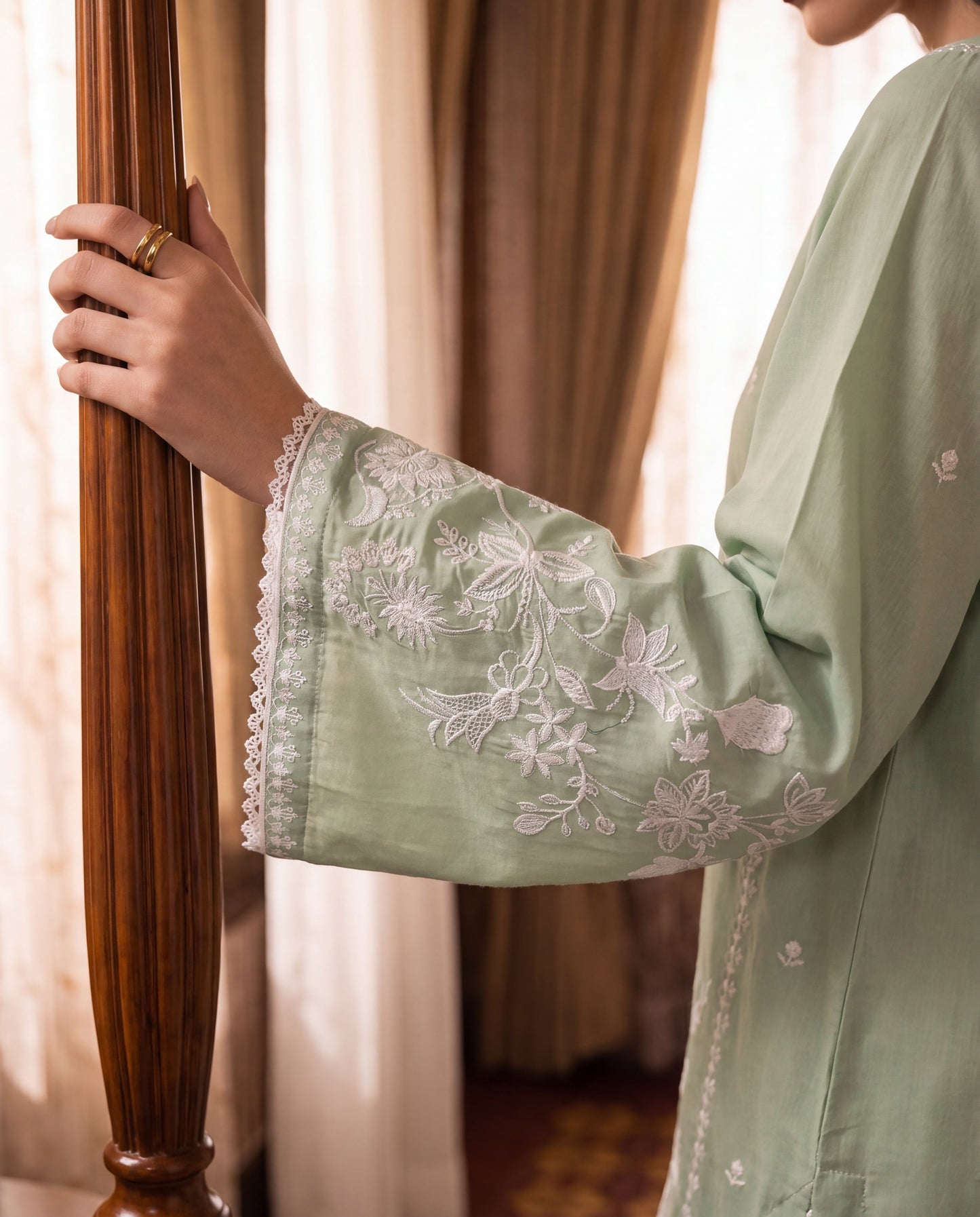 Ornate Pista Premium Fabric Pakistani Summer Dresses - Sahiba-clothing - 4
