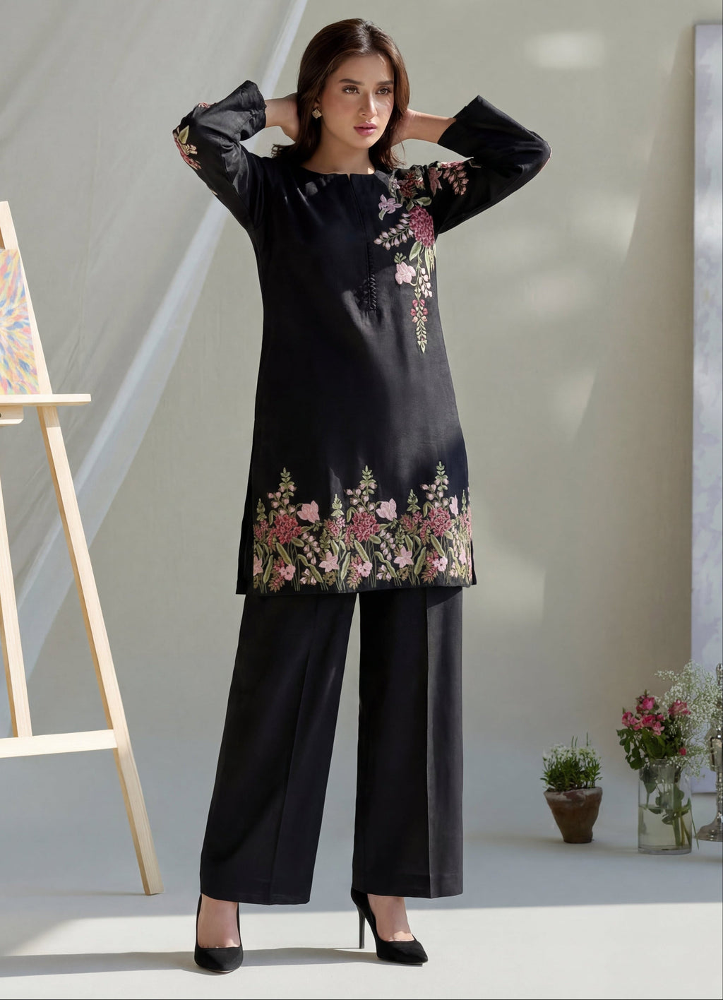 Orwiya - Black Premium Fabric Pakistani Summer Dresses - Sahiba-clothing - 8