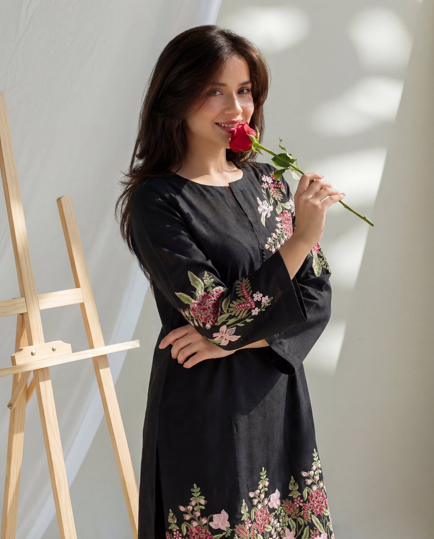Orwiya - Black Premium Fabric Pakistani Summer Dresses - Sahiba-clothing - 4