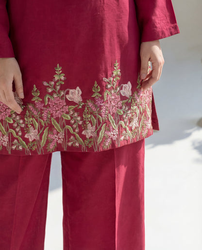 Orwiya - Maroon Premium Fabric Pakistani Summer Dresses - Sahiba-clothing - 5