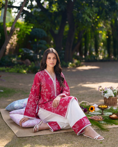 Plum Red Premium Fabric Pakistani Summer Dresses - Sahiba-clothing - 7