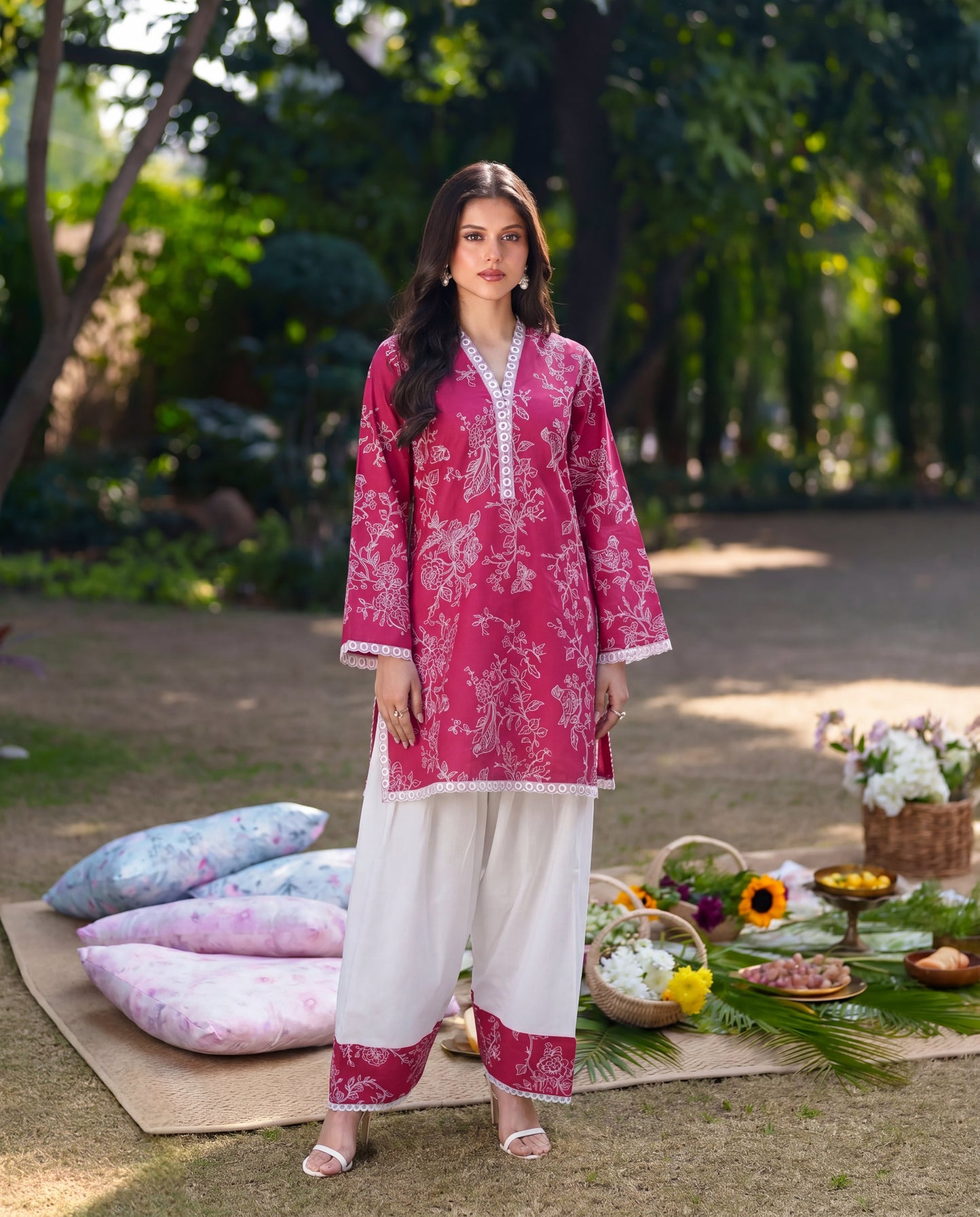 Plum Red Premium Fabric Pakistani Summer Dresses - Sahiba-clothing - 1