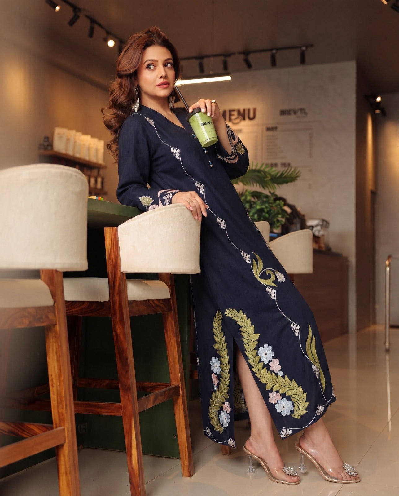 Purella Navy Premium Fabric Pakistani Summer Dresses - Sahiba-clothing - 2