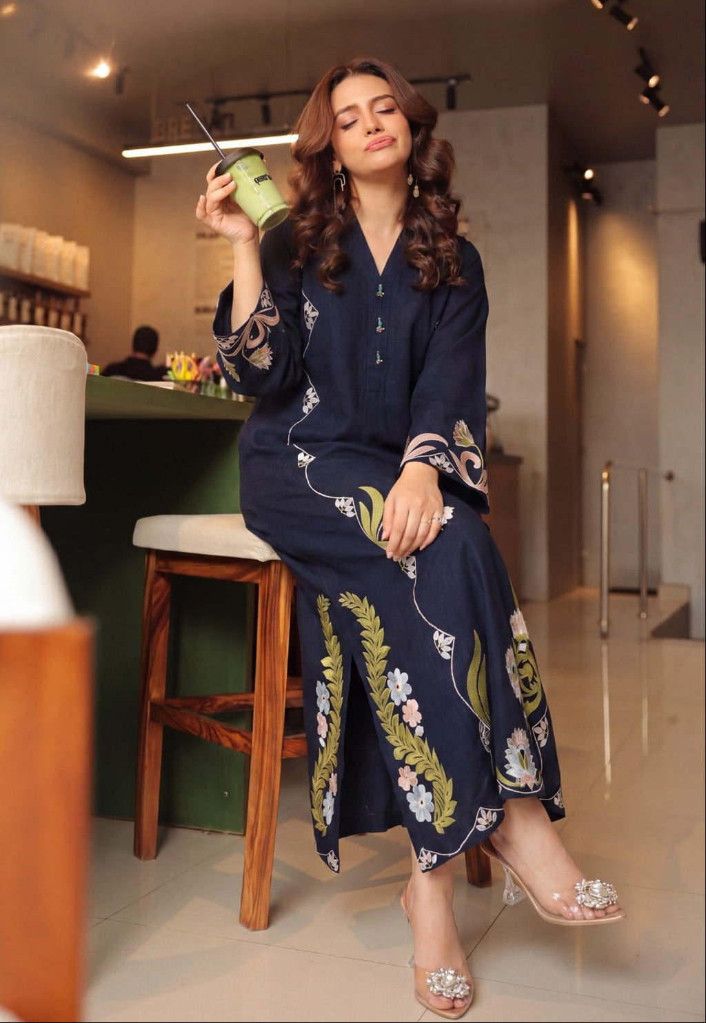 Purella Navy Premium Fabric Pakistani Summer Dresses - Sahiba-clothing - 1