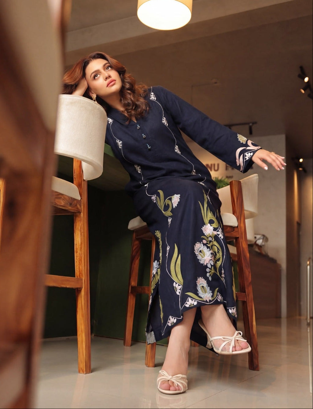 Purella Navy Premium Fabric Pakistani Summer Dresses - Sahiba-clothing - 5