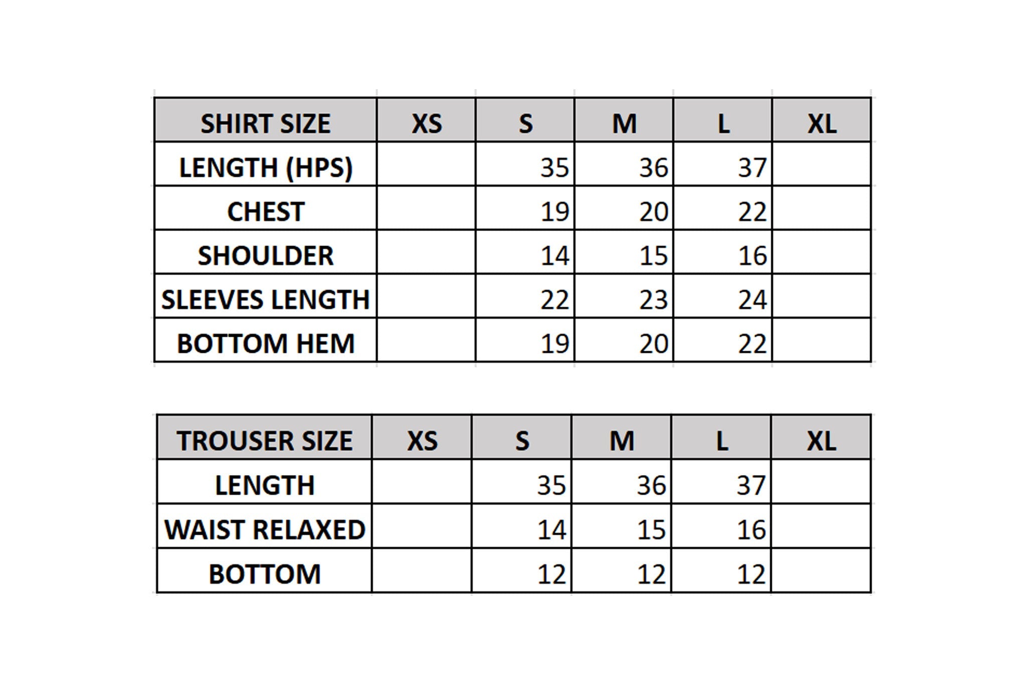 Size Chart