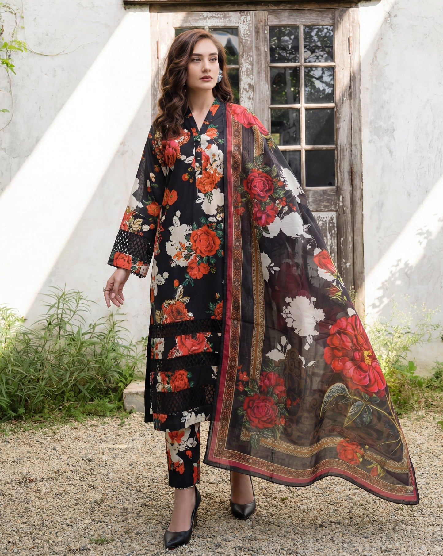 Ramsha Black Premium Fabric Pakistani Summer Dresses - Sahiba-clothing - 1