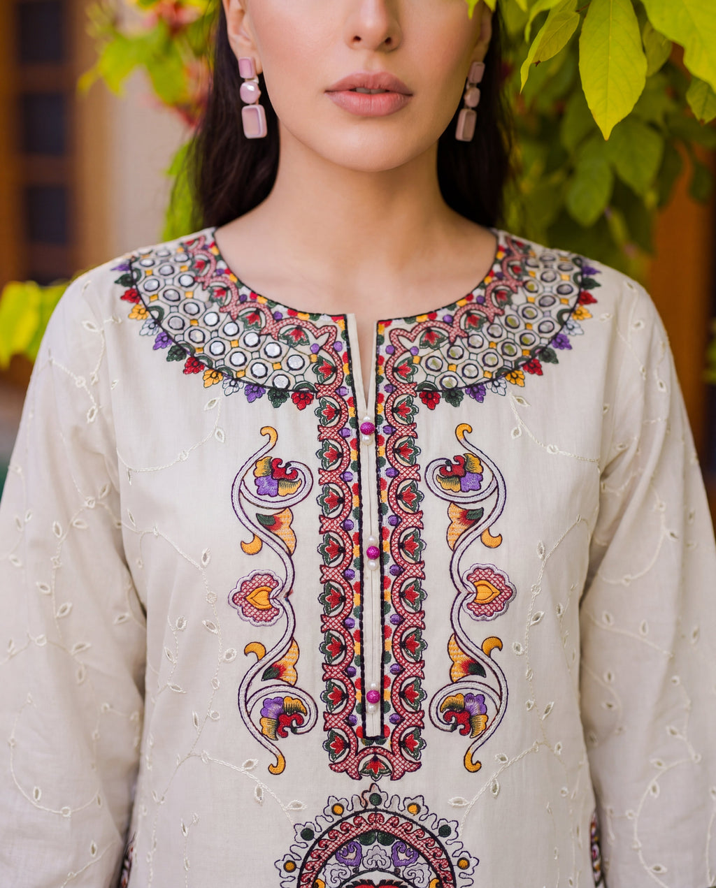 Rosemary Ivory Premium Fabric Pakistani Summer Dresses - Sahiba-clothing - 2