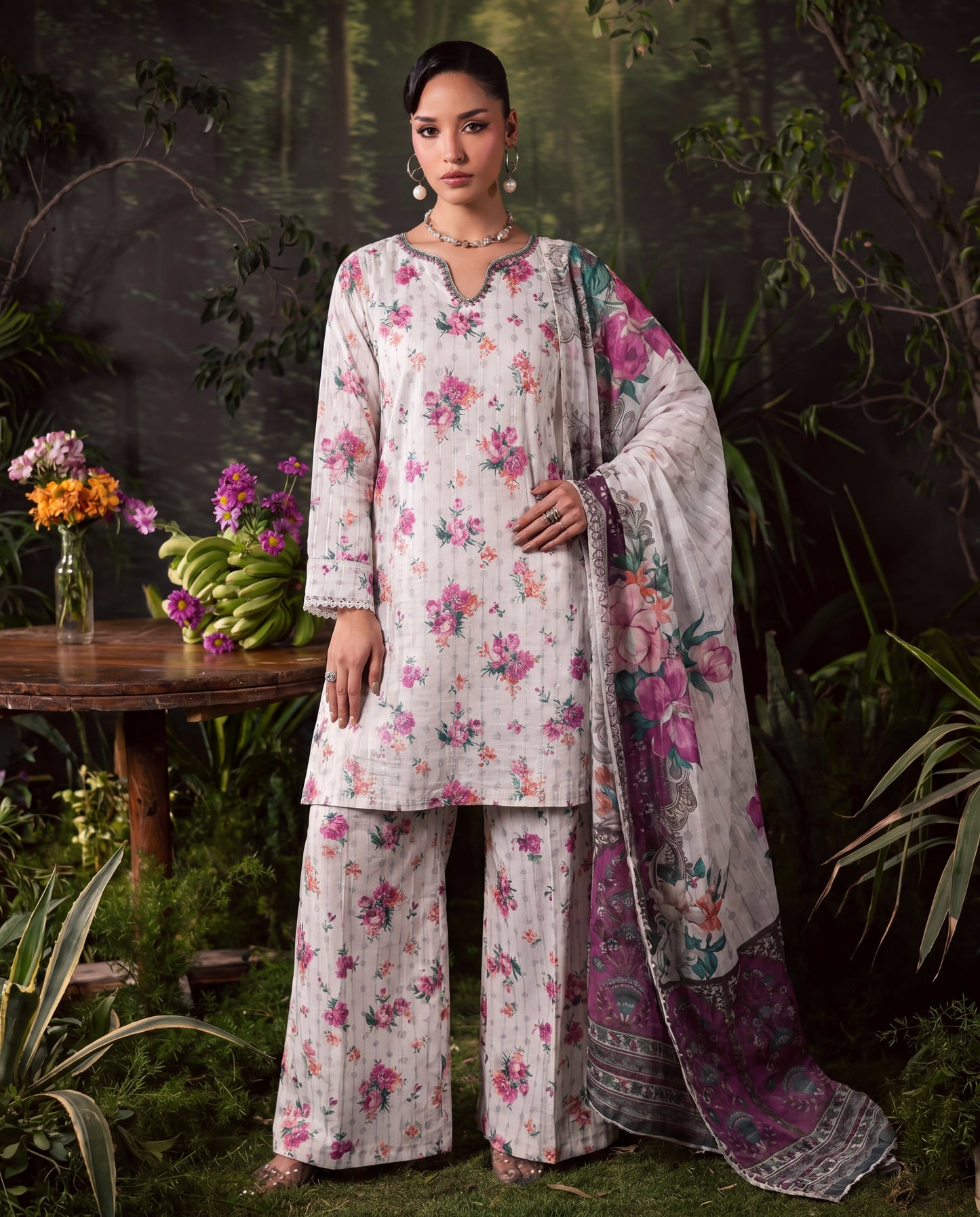 Saffron Ivory Premium Fabric Pakistani Summer Dresses - Sahiba-clothing - 1