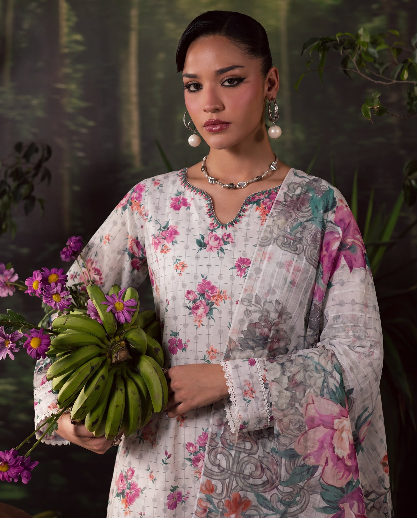 Saffron Ivory Premium Fabric Pakistani Summer Dresses - Sahiba-clothing - 2