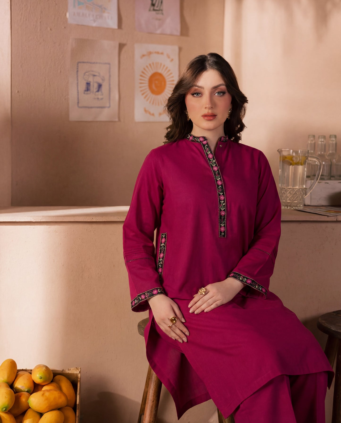 Sajal Maroon Premium Fabric Pakistani Winter Dresses - Sahiba-clothing - 2