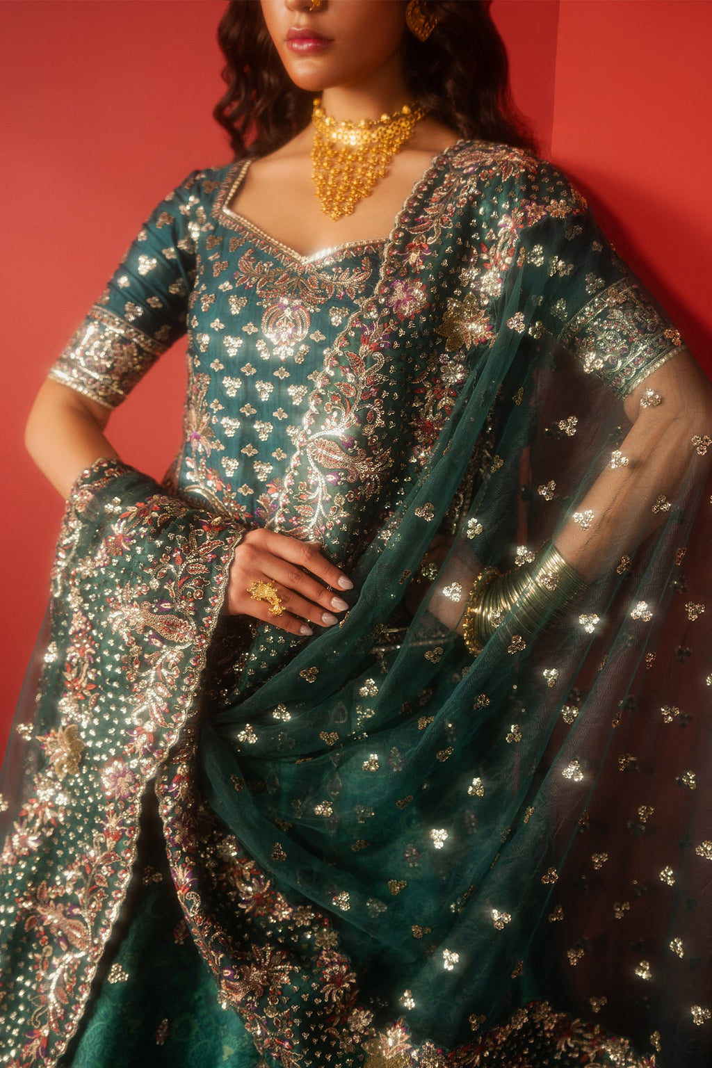 Afsar Raw Silk Pakistani Bridal and Formal Dresses - Afrozeh - 3