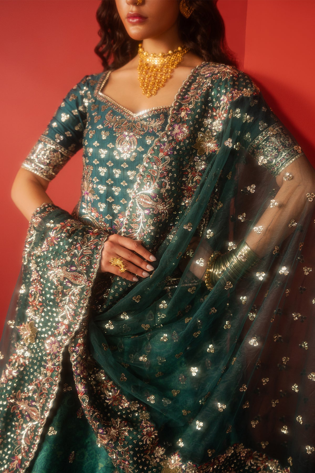 Afsar Raw Silk Pakistani Bridal and Formal Dresses - Afrozeh - 3