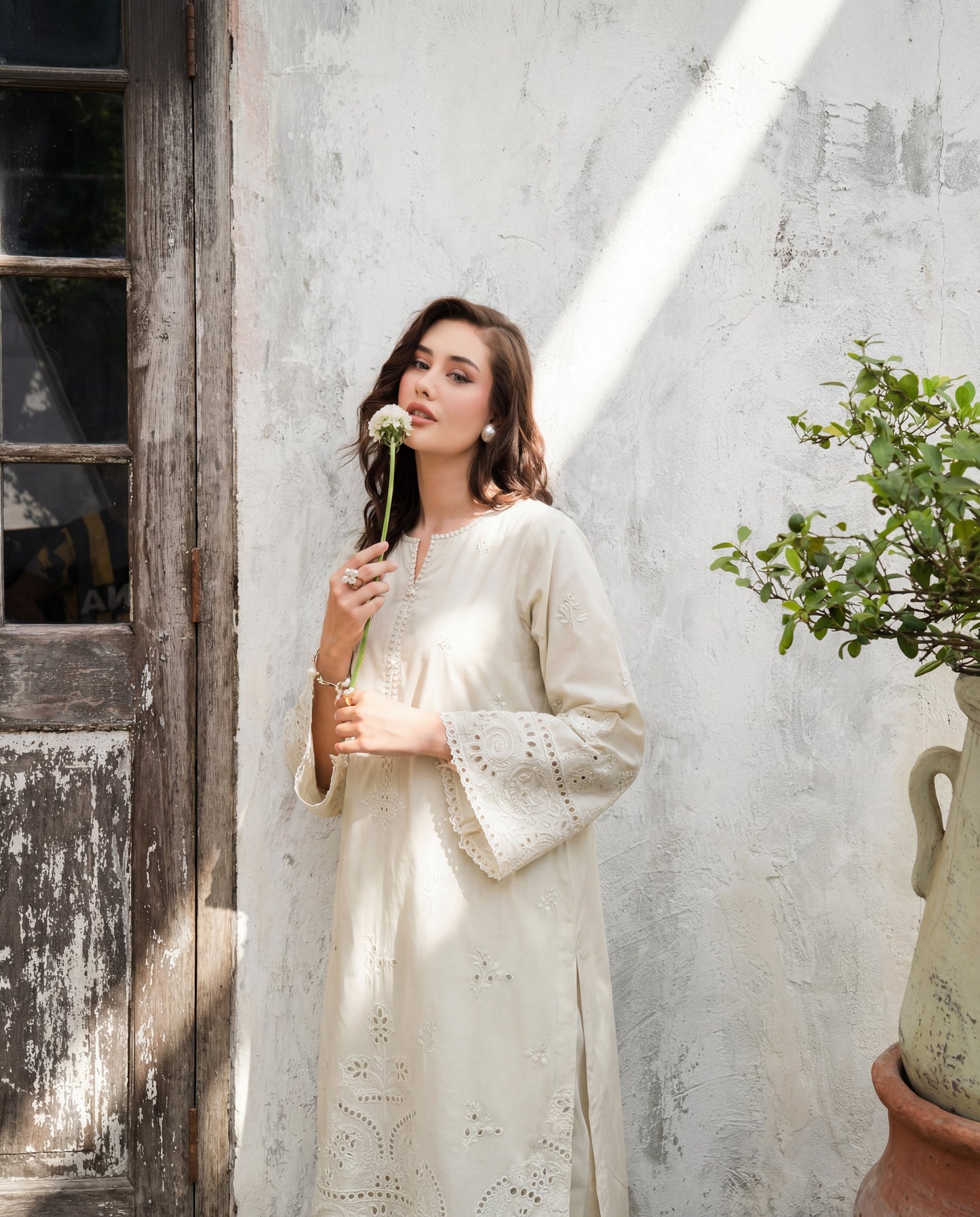 Vanzila Ivory Premium Fabric Pakistani Summer Dresses - Sahiba-clothing - 5