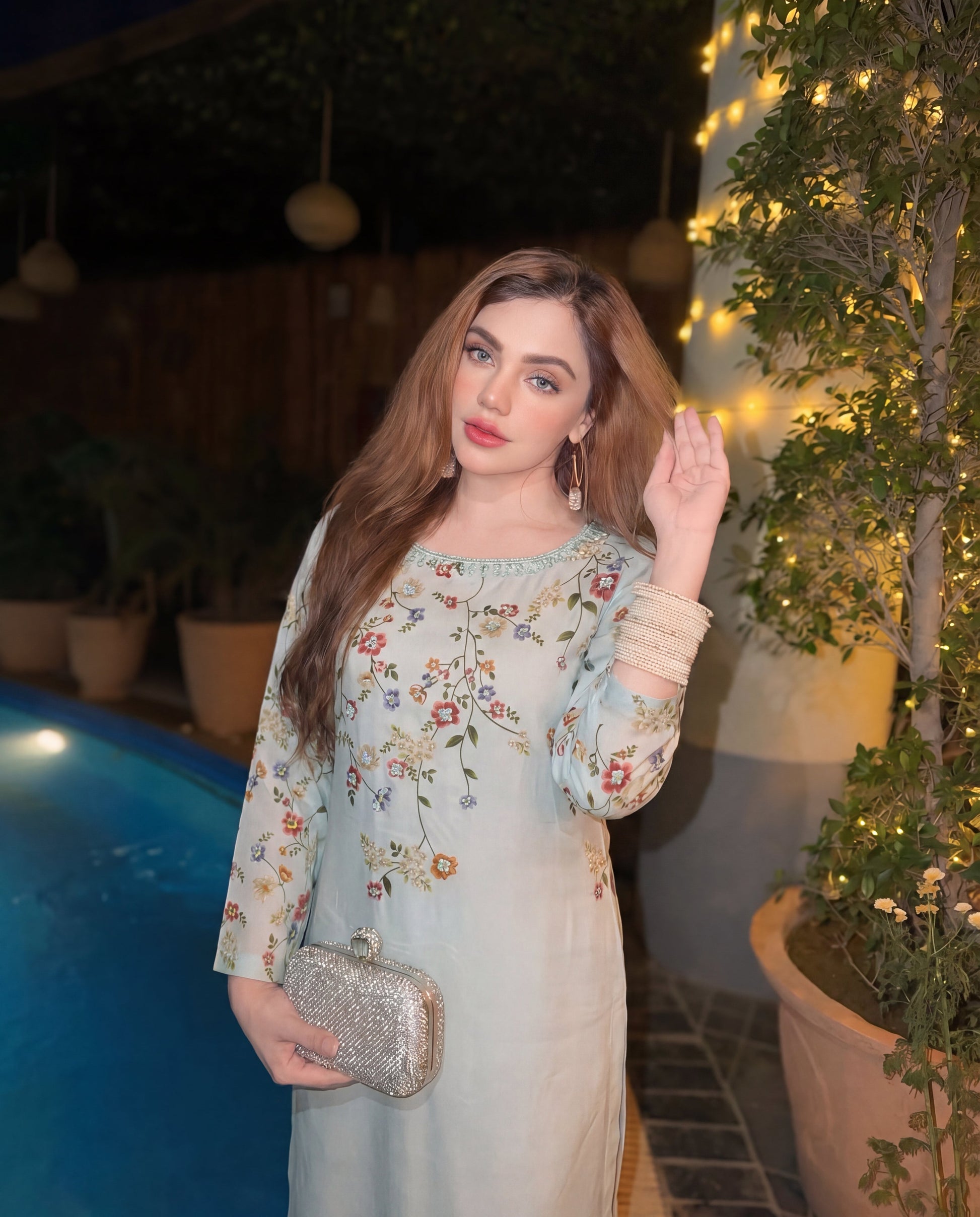 Veil Cyan Premium Fabric Pakistani Formal Dresses - Sahiba-clothing - 5