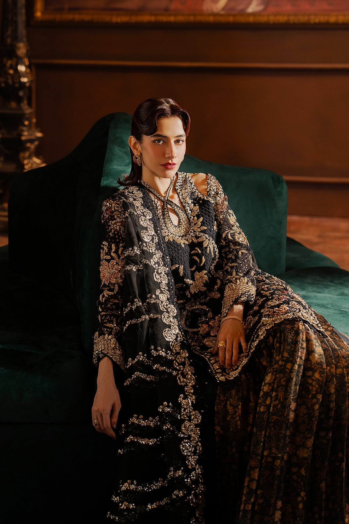 Sarave Raw Silk Pakistani Bridal and Formal Dresses - Afrozeh - 3