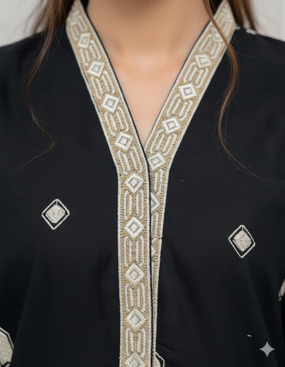 Aneza Black Premium Fabric Pakistani Winter Dresses - Sahiba-clothing - 2