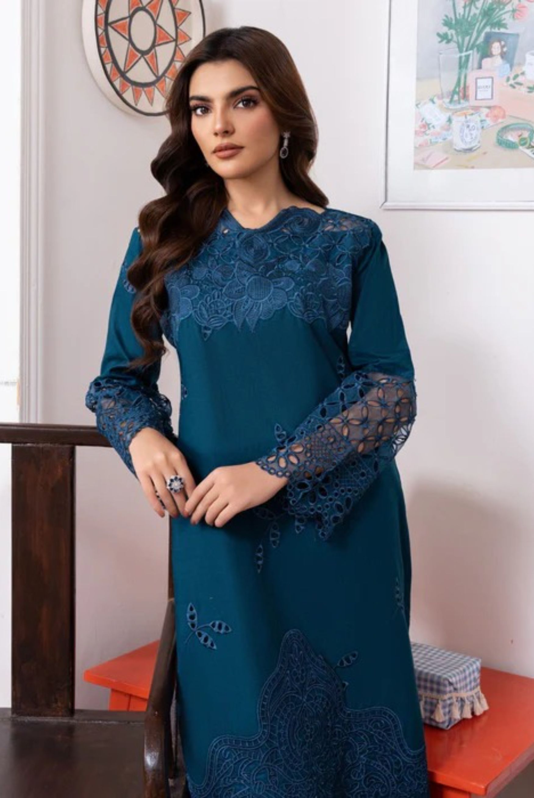 Jasmine Blue Premium Fabric Pakistani Summer Dresses - Sahiba-clothing - 2