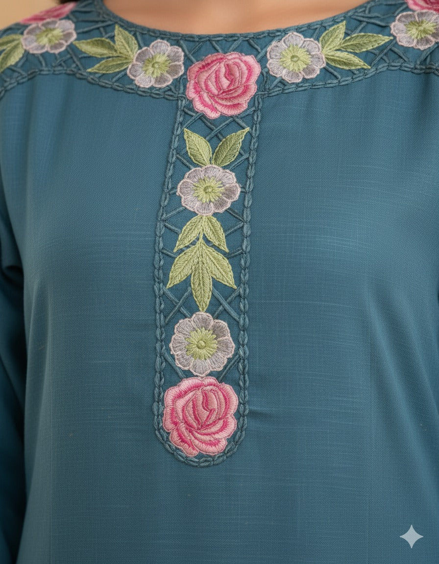 Mars blue Premium Fabric Pakistani Winter Dresses - Sahiba-clothing - 2
