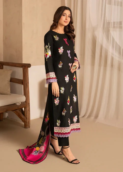 Faiqa - Black Premium Fabric Pakistani Summer Dresses - Sahiba-clothing - 3