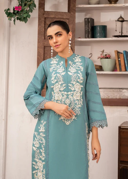 Aquamarine Premium Fabric Pakistani Summer Dresses - Sahiba-clothing - 4