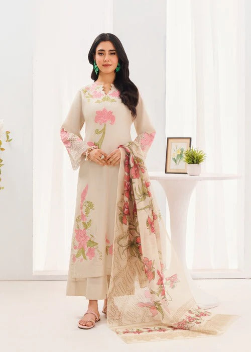 Belleza - Ivory Premium Fabric Pakistani Summer Dresses - Sahiba-clothing - 1