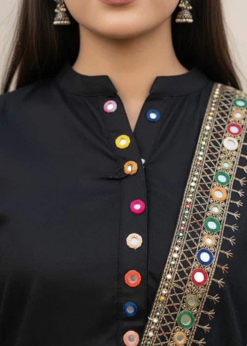 Azeerah Black Premium Fabric Pakistani Winter Dresses - Sahiba-clothing - 2