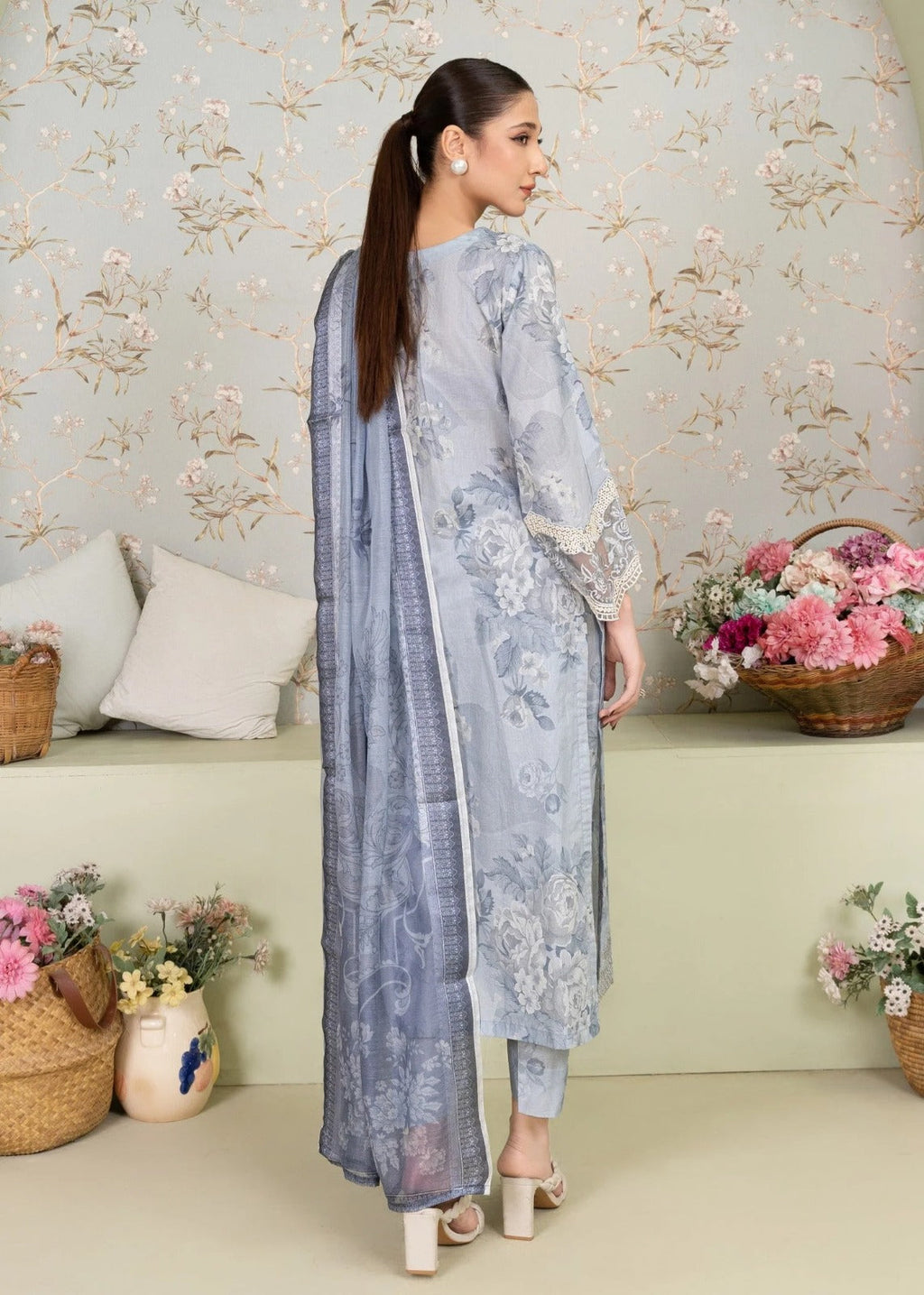 Luminous - Gray Premium Fabric Pakistani Summer Dresses - Sahiba-clothing - 2