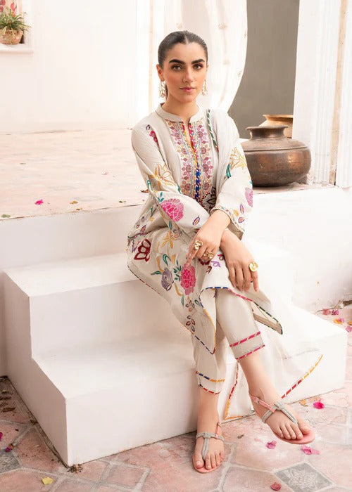 Albite - White Premium Fabric Pakistani Summer Dresses - Sahiba-clothing - 5