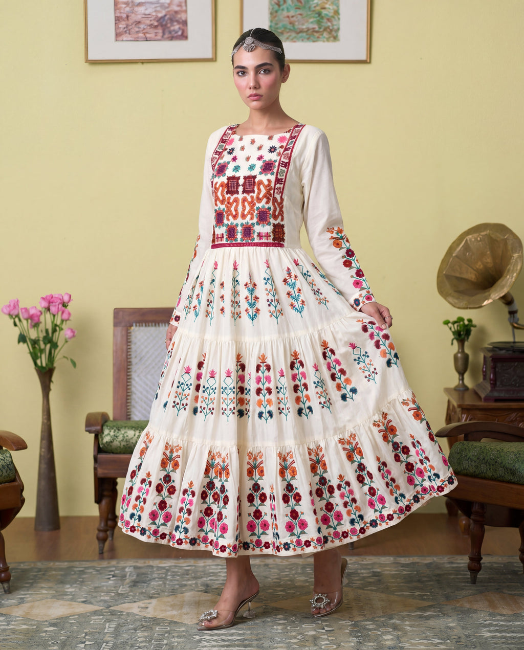 Zafina White Premium Fabric Pakistani Summer Dresses - Sahiba-clothing - 5