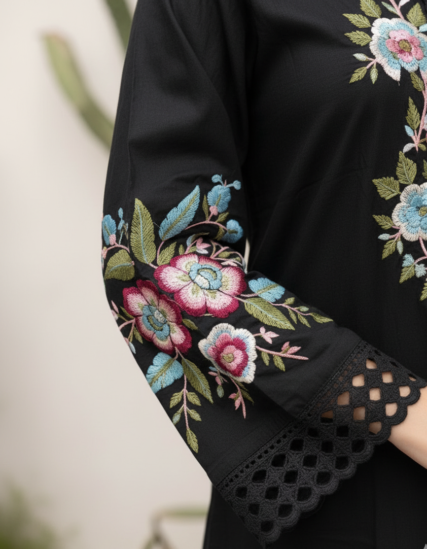 Zafreen Black Premium Fabric Pakistani Winter Dresses - Sahiba-clothing - 3