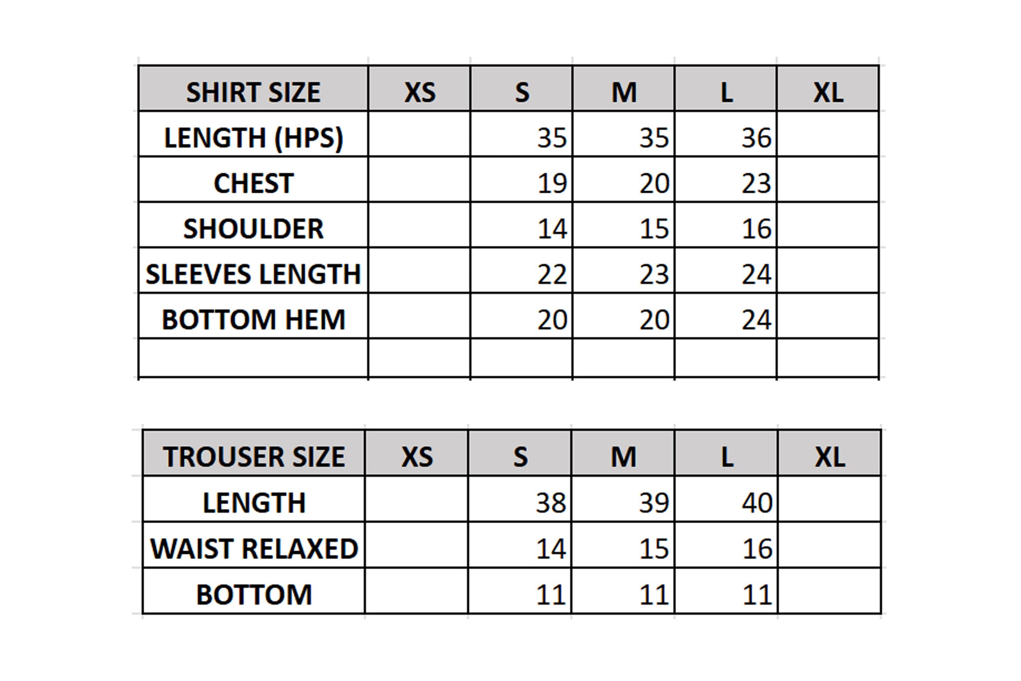 Size Chart