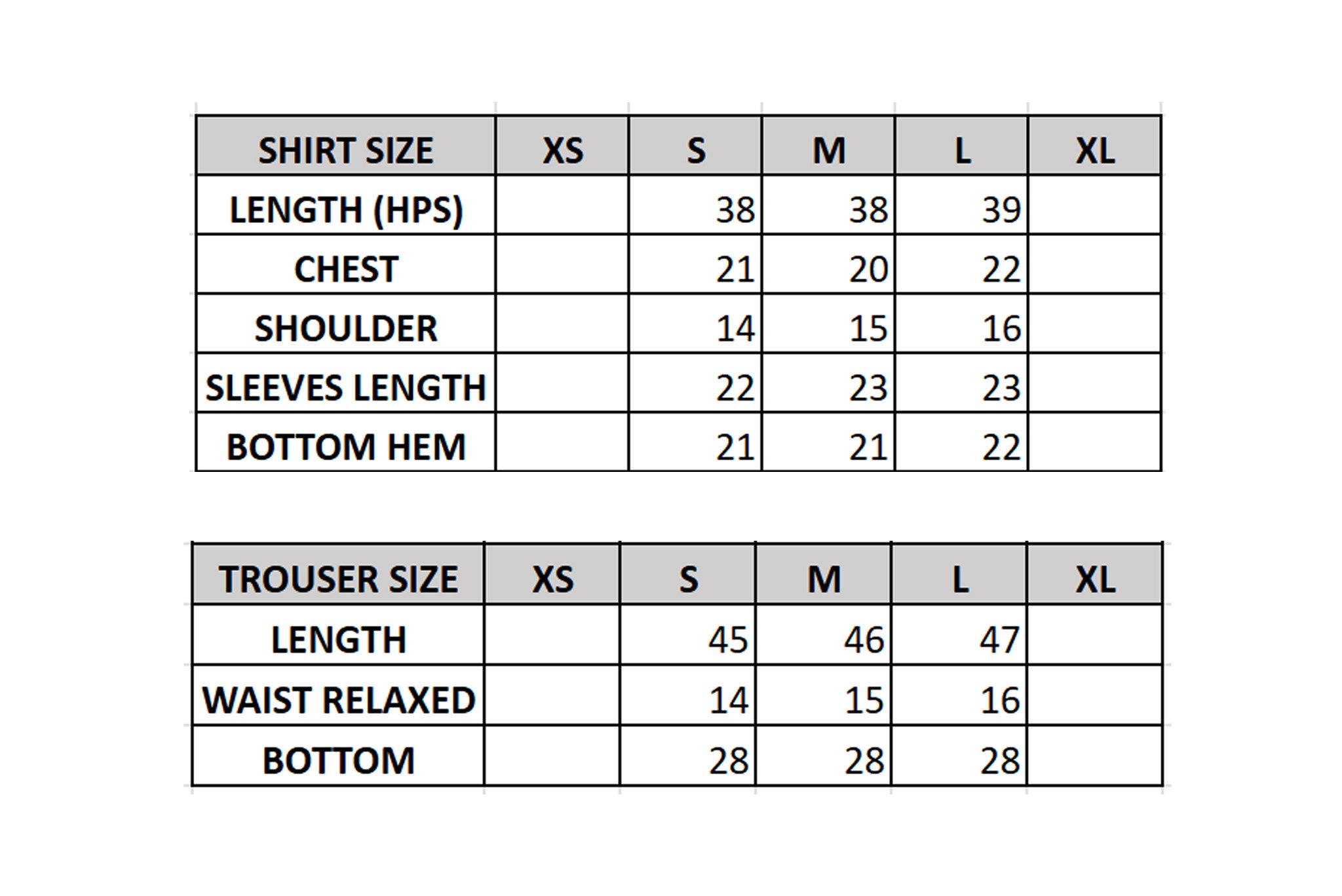 Size Chart