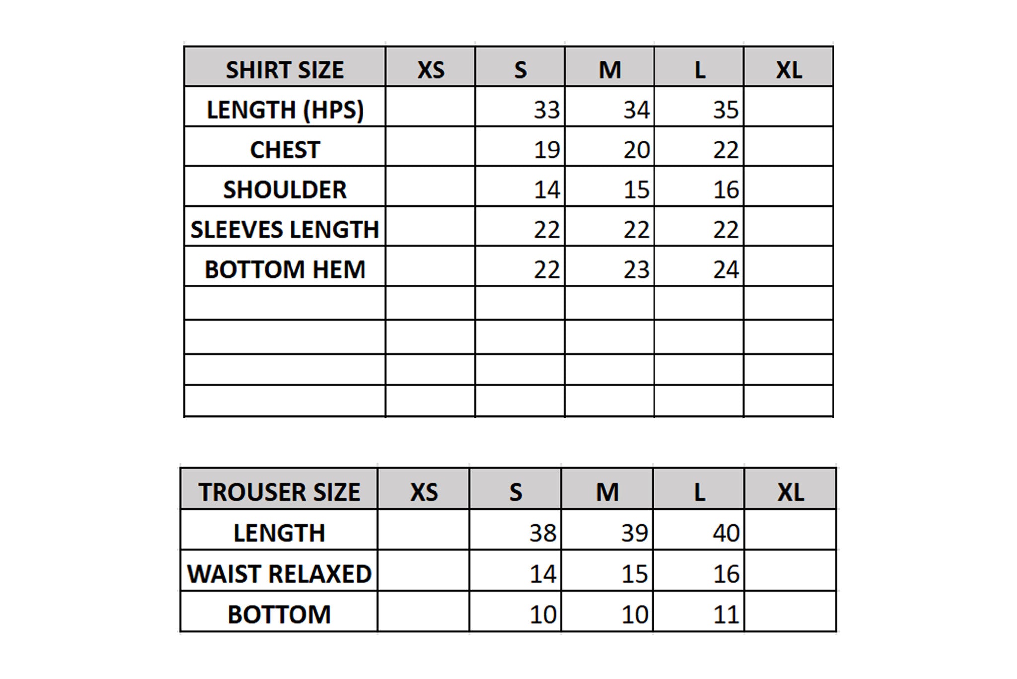 Size Chart