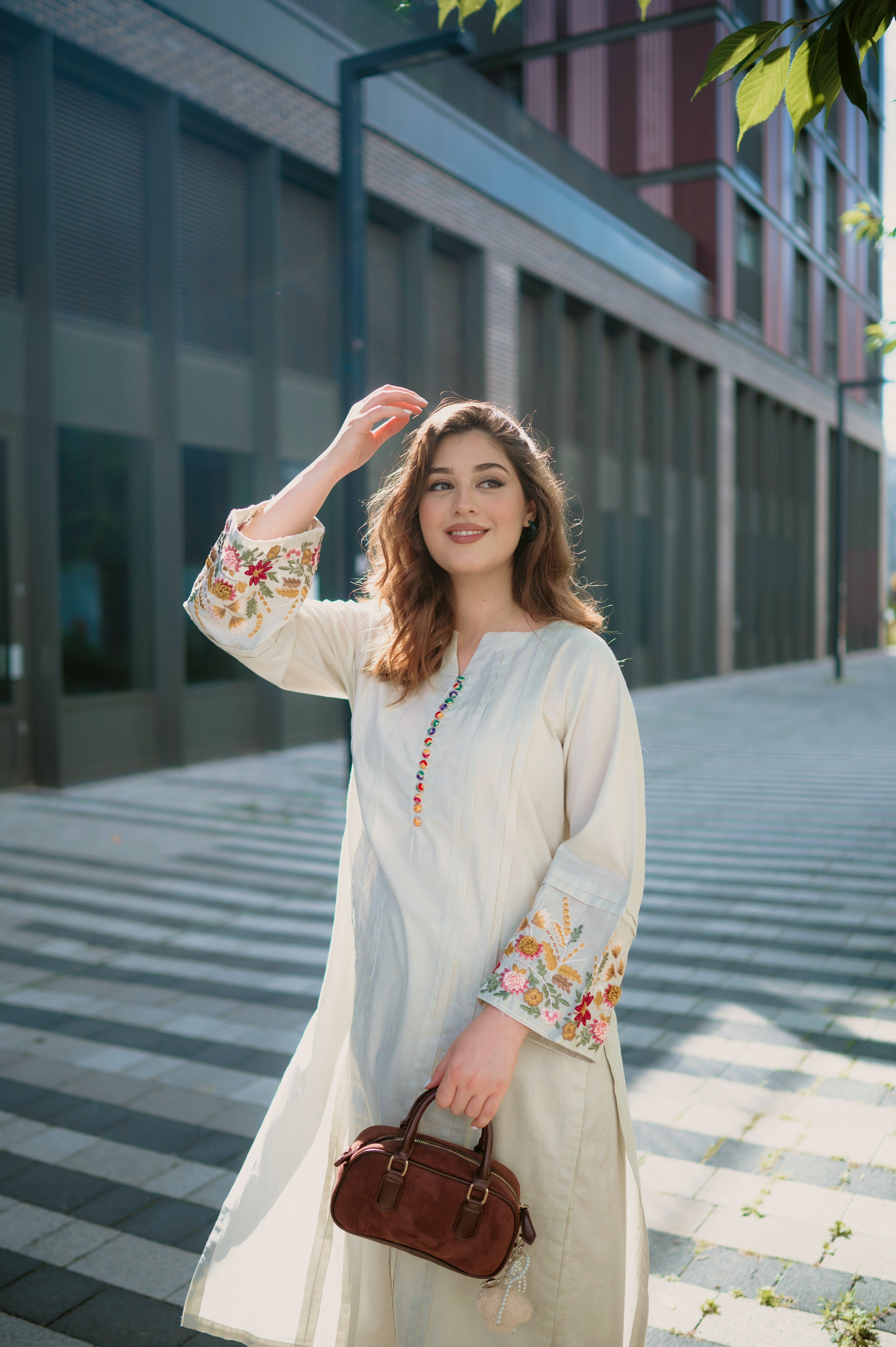 Gulejahan - Ivory Premium Fabric Pakistani Summer Dresses - Sahiba-clothing - 4