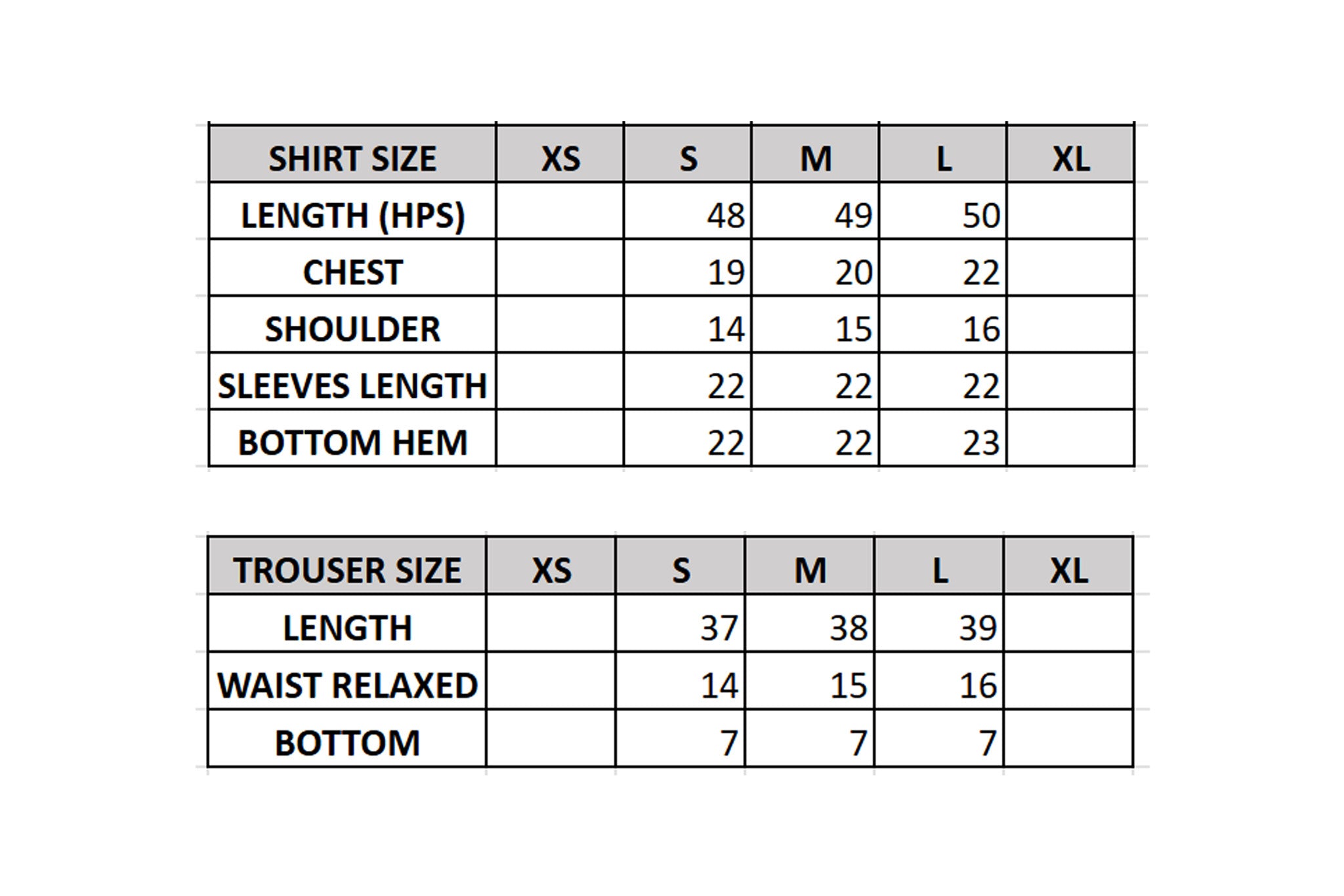 Size Chart