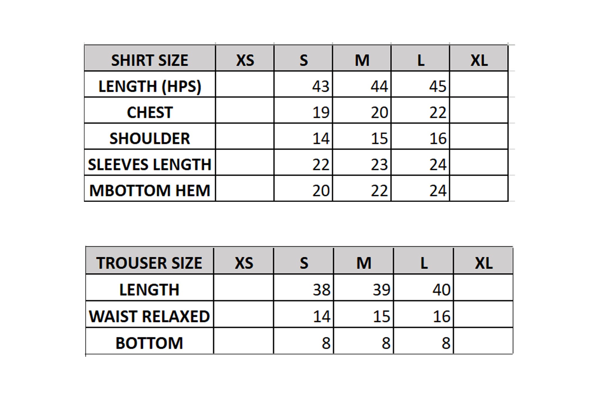 Size Chart