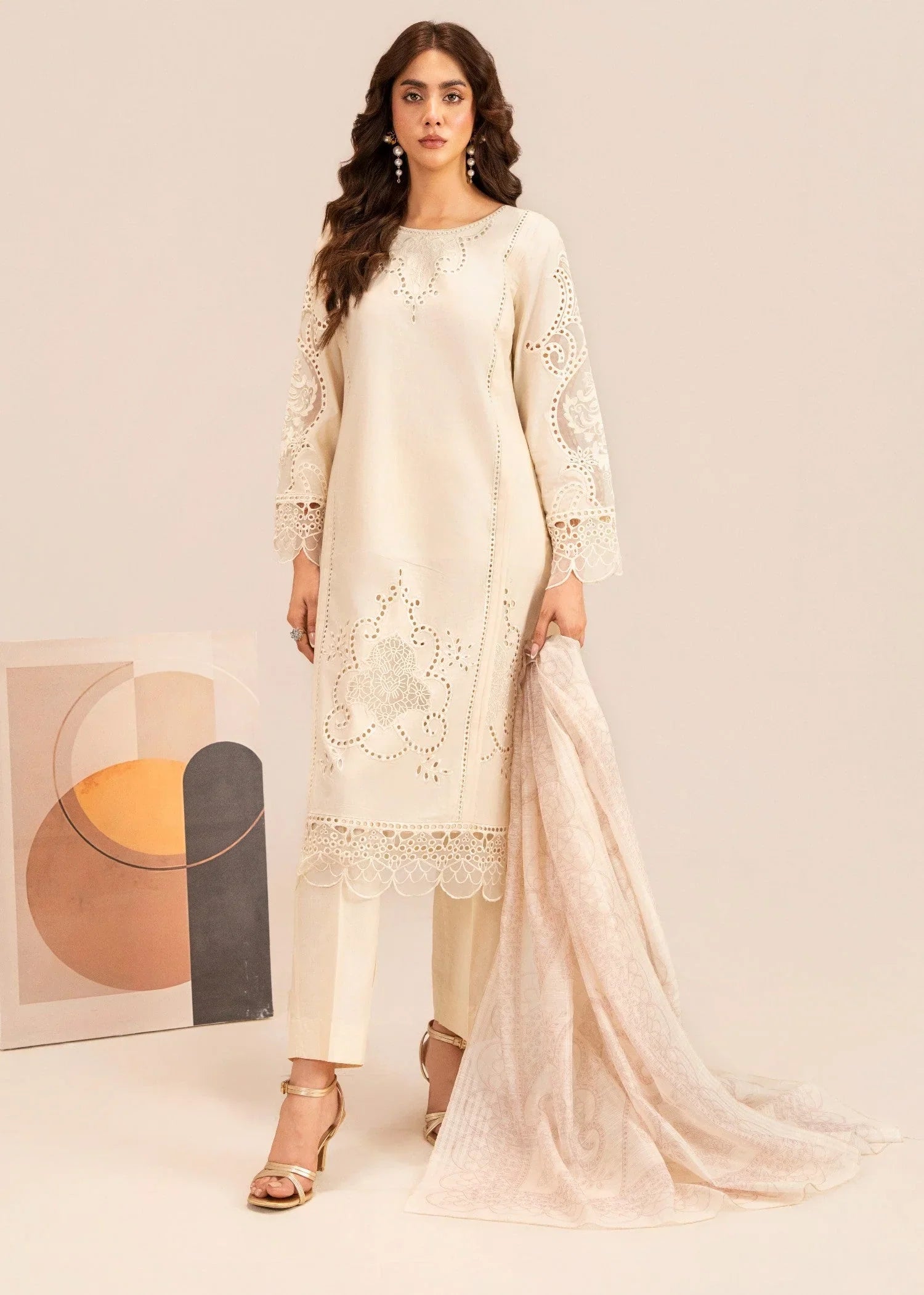 Ravi Ivory Premium Fabric Pakistani Summer Dresses - Sahiba-clothing - 1