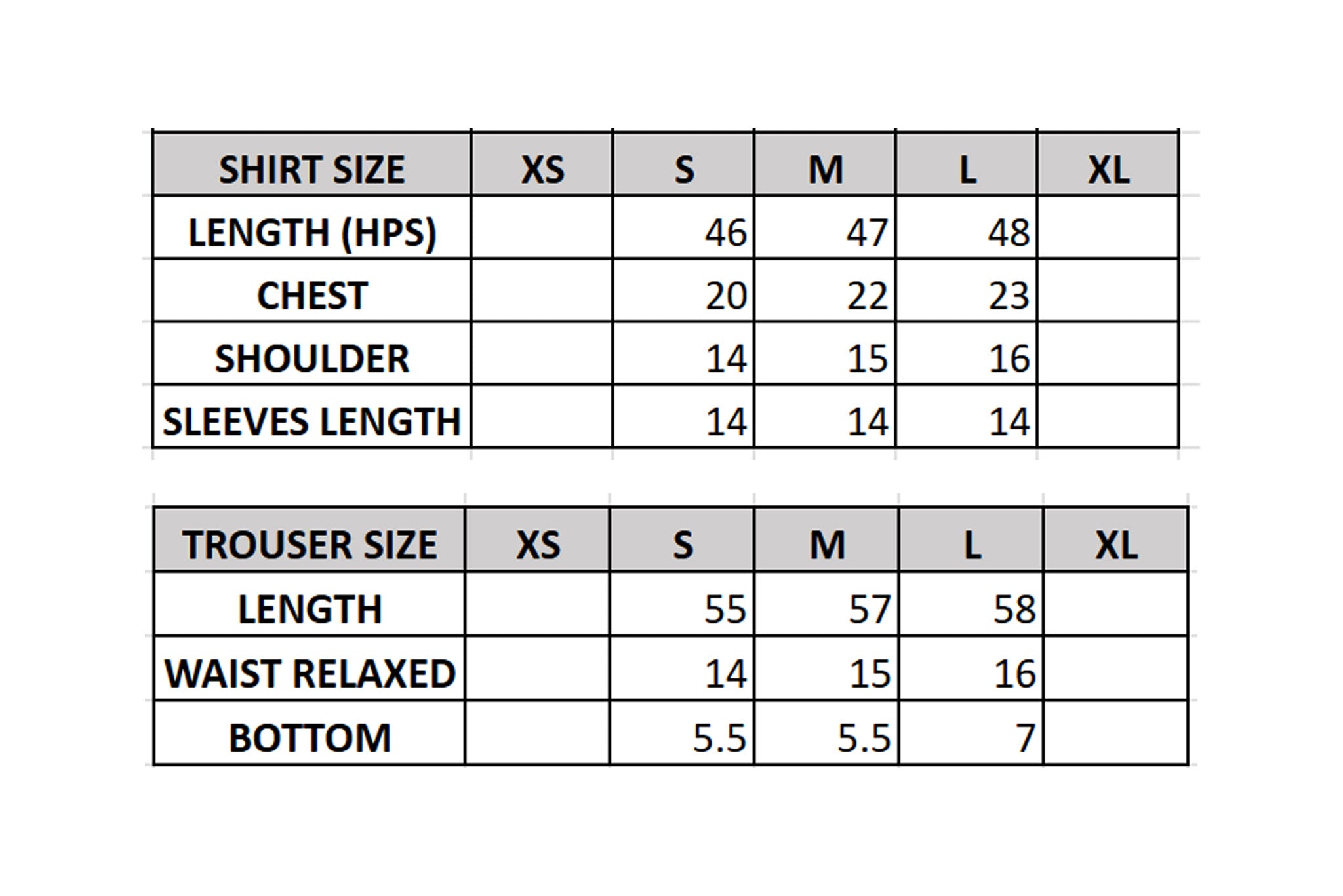 Size Chart