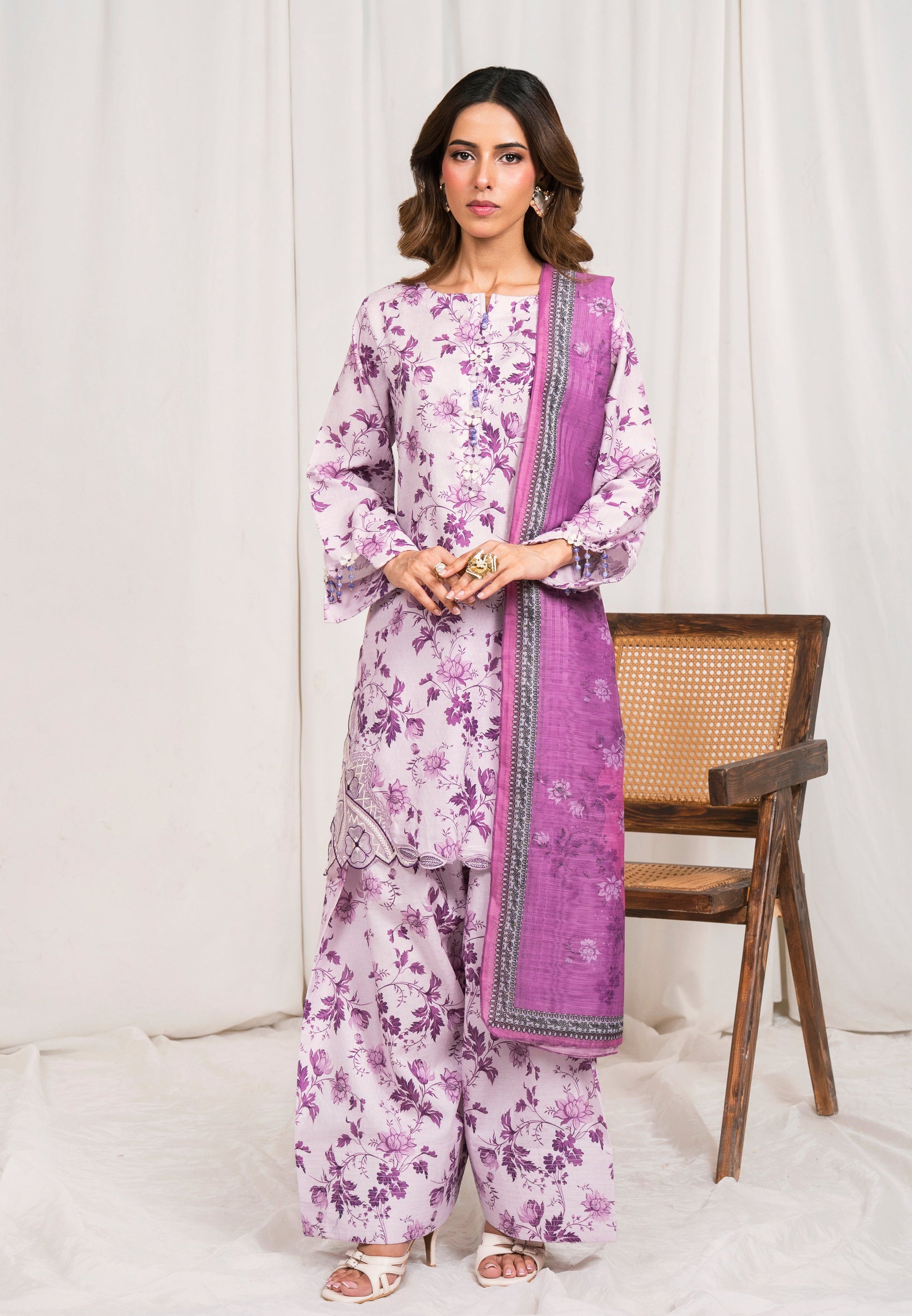 Phool - Purple Premium Fabric Pakistani Summer Dresses - Sahiba-clothing - 1