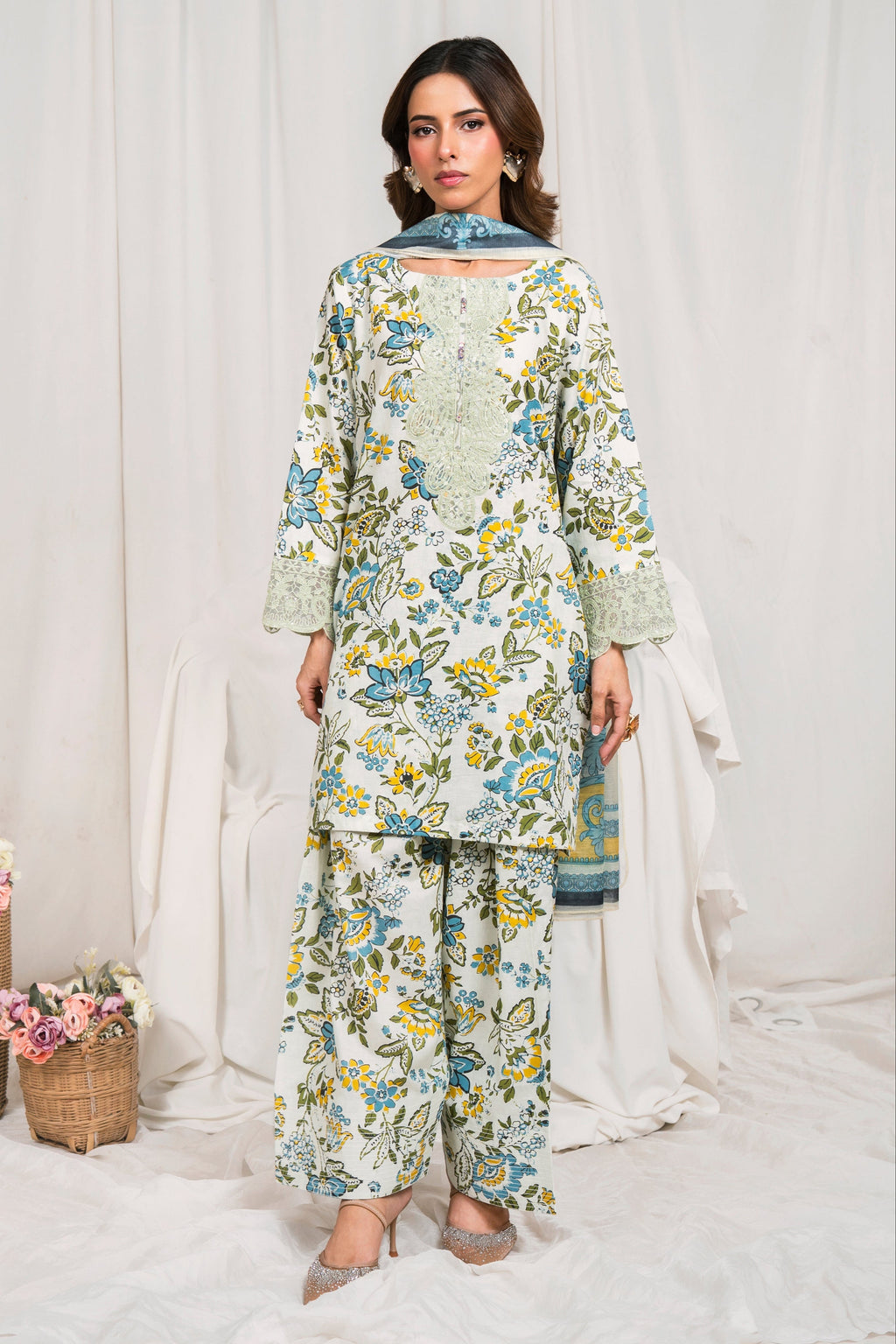 Sanam - Pista Premium Fabric Pakistani Summer Dresses - Sahiba-clothing - 1