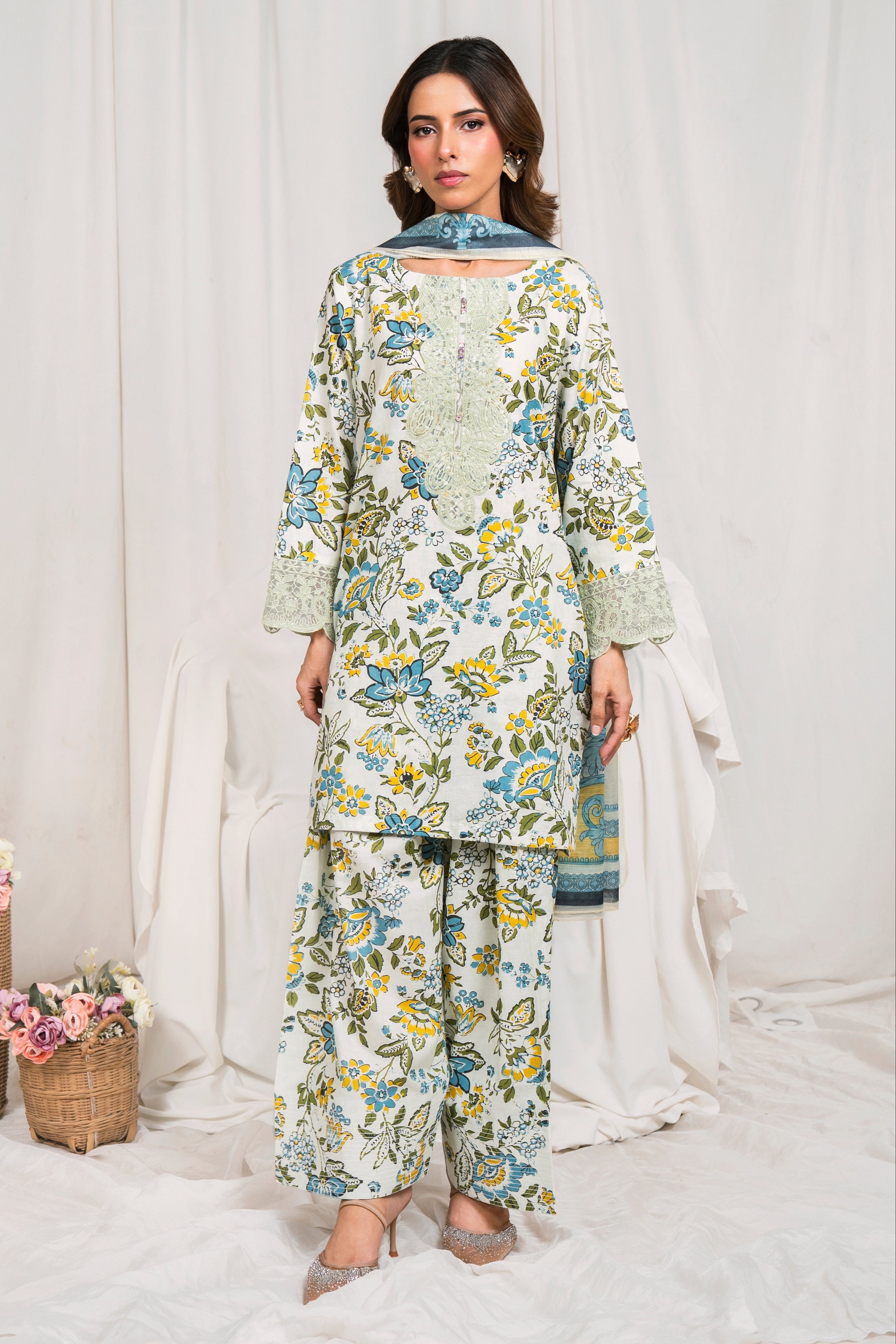Sanam - Pista Premium Fabric Pakistani Summer Dresses - Sahiba-clothing - 1