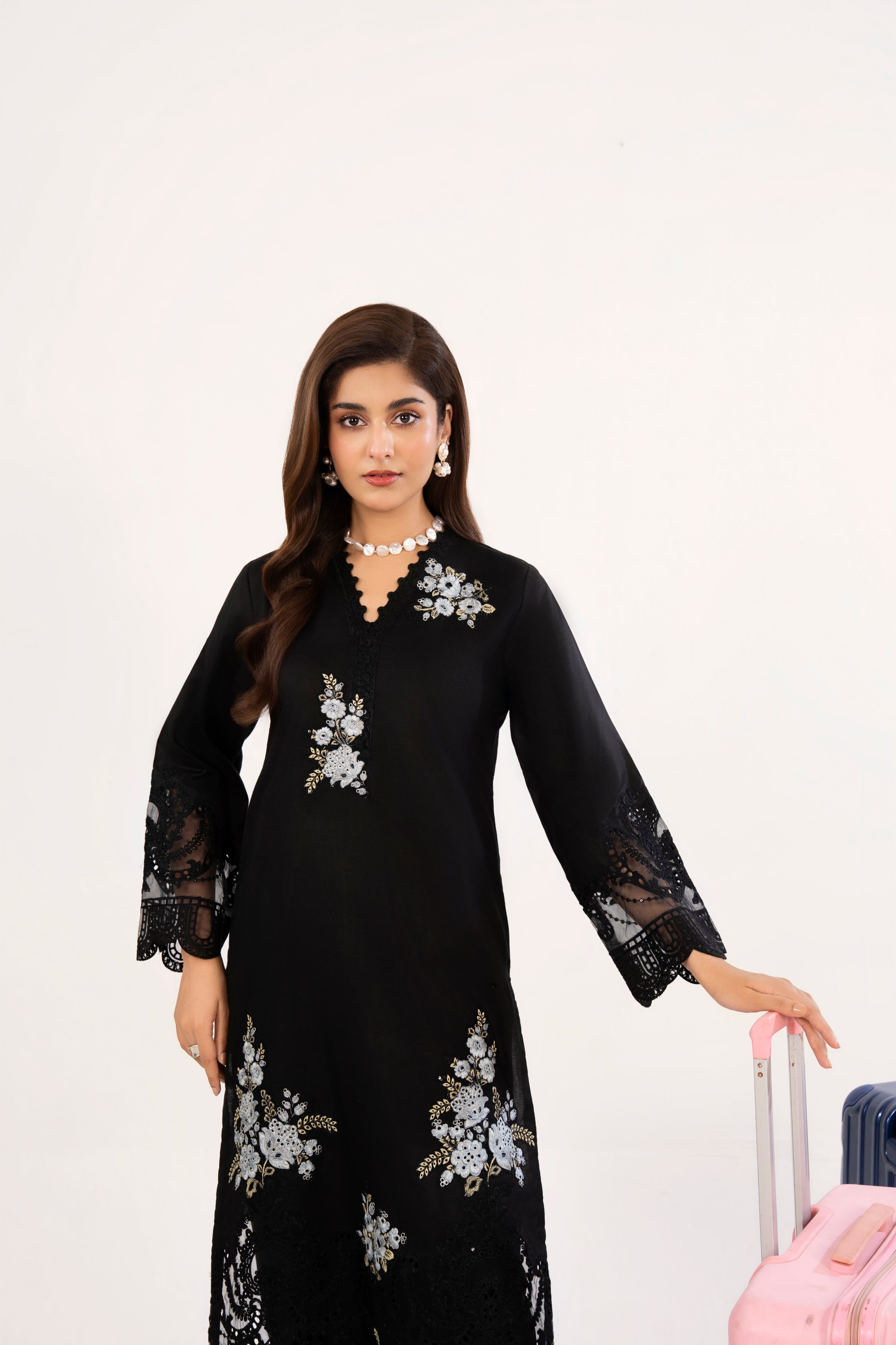 Shams Black Premium Fabric Pakistani Summer Dresses - Sahiba-clothing - 6