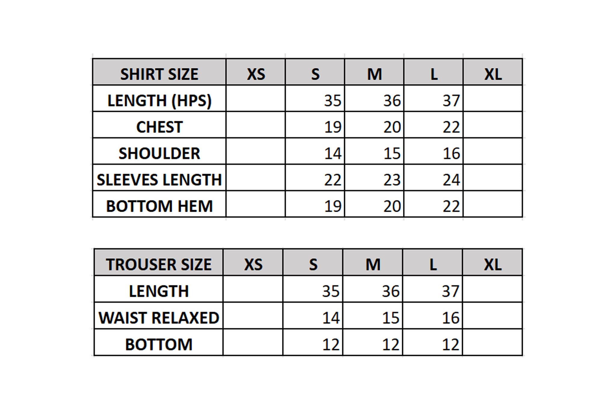 Size Chart