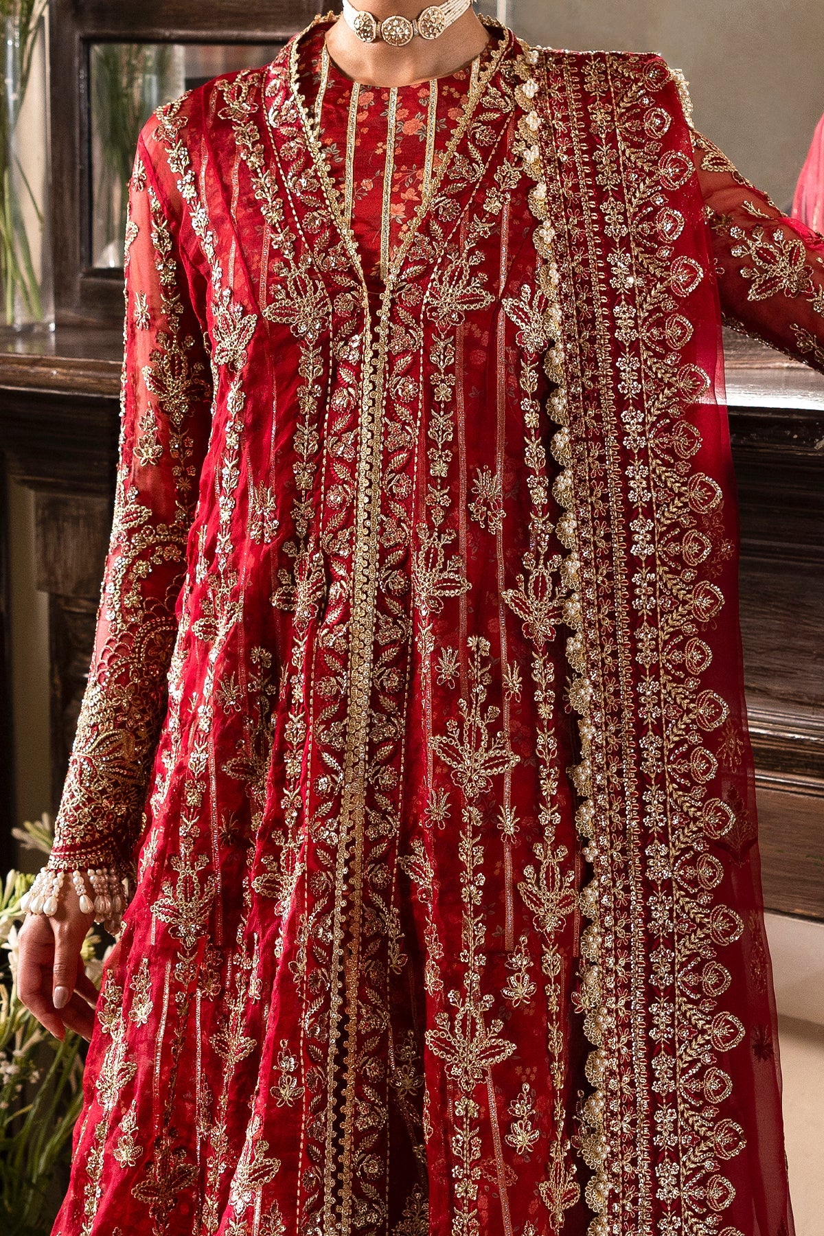Tearose Raw Silk Pakistani Formal Dresses - Afrozeh - 4