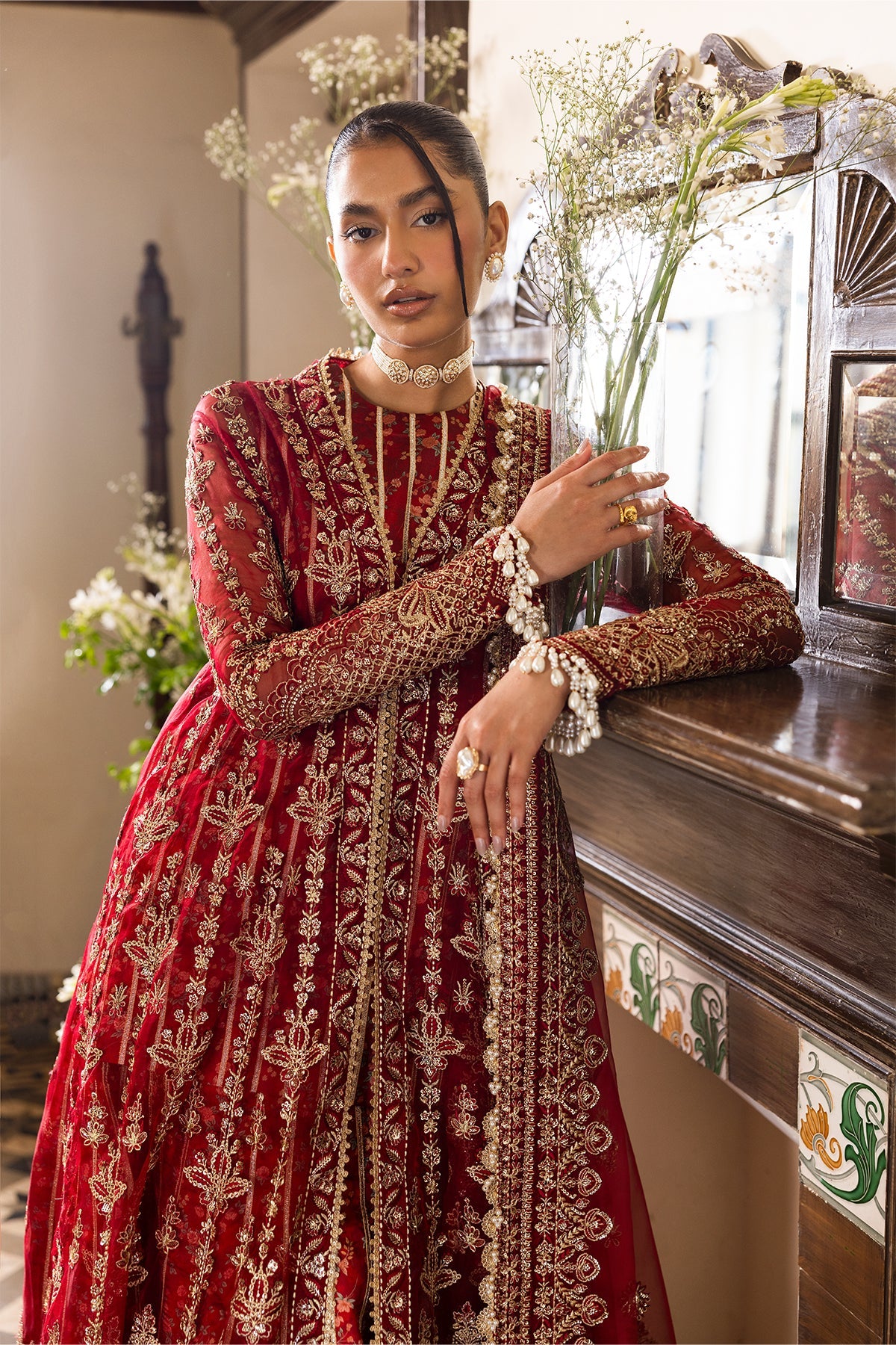 Tearose Raw Silk Pakistani Formal Dresses - Afrozeh - 3