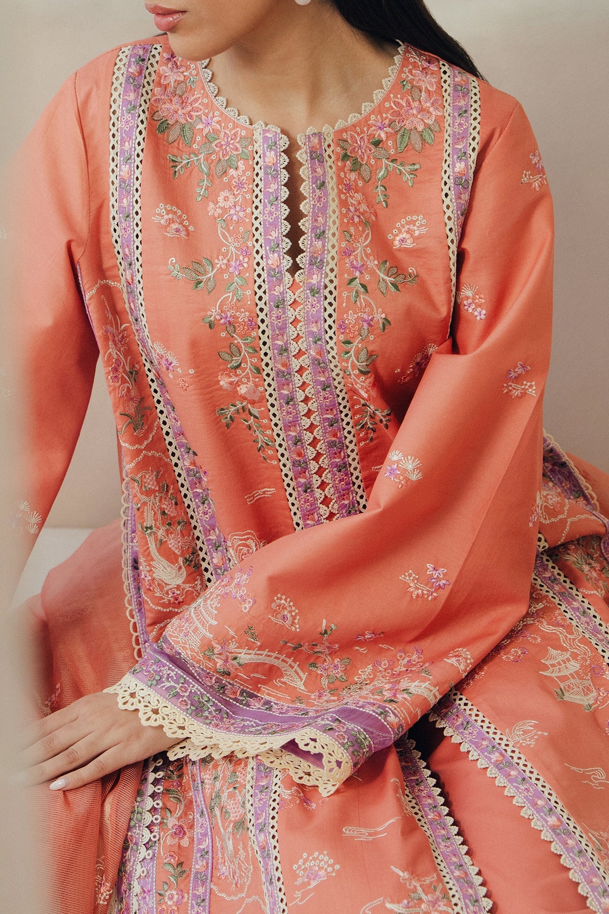Skyhush Raw Silk Pakistani Summer Dresses - Afrozeh - 4